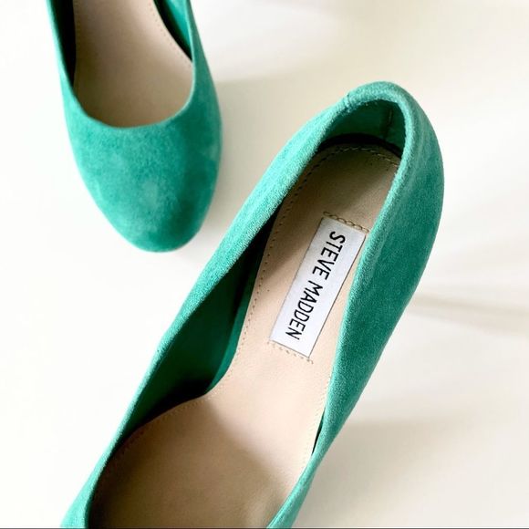 Steve Madden Remmedy Suede Platform Heels, Green, Size 9.5, G+UC - Picture 3 of 8